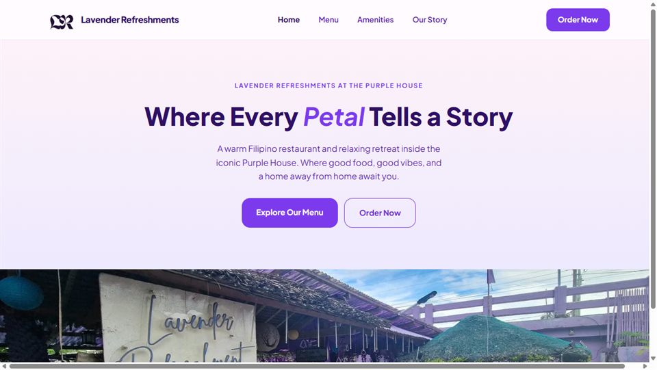 Lavender Refreshments homepage hero